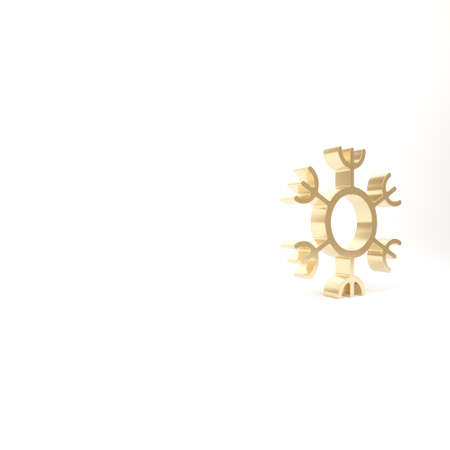 Gold Snowflake icon isolated on white background. 3d illustration 3D renderの写真素材