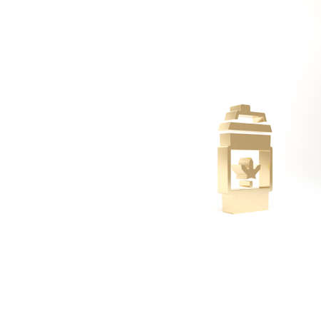 Gold Coffee cup to go icon isolated on white background. 3d illustration 3D renderの写真素材