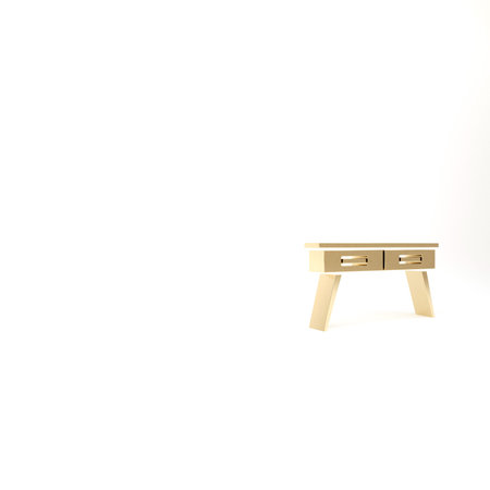 Gold Office desk icon isolated on white background. 3d illustration 3D render