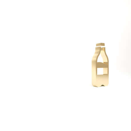 Gold Sport bottle with water icon isolated on white background. 3d illustration 3D renderの写真素材