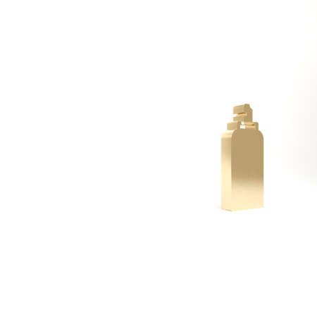 Gold Paint spray can icon isolated on white background. 3d illustration 3D renderの写真素材