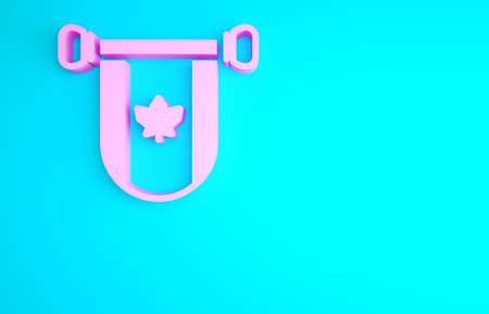 Pink Pennant flag of Canada icon isolated on blue background. North America country flag. Minimalism concept. 3d illustration 3D renderの写真素材