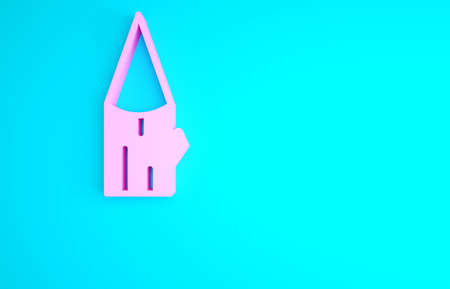 Pink Wooden log icon isolated on blue background. Minimalism concept. 3d illustration 3D renderの写真素材
