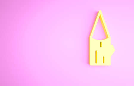 Yellow Wooden log icon isolated on pink background. Minimalism concept. 3d illustration 3D renderの写真素材