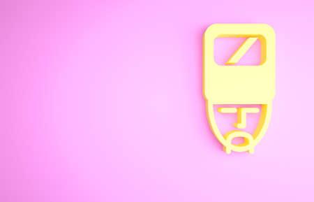 Yellow Ukrainian cossack icon isolated on pink background. Minimalism concept. 3d illustration 3D renderの写真素材