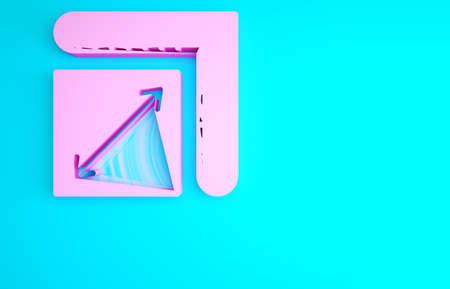 Pink Paper size icon isolated on blue background. Minimalism concept. 3d illustration 3D renderの写真素材