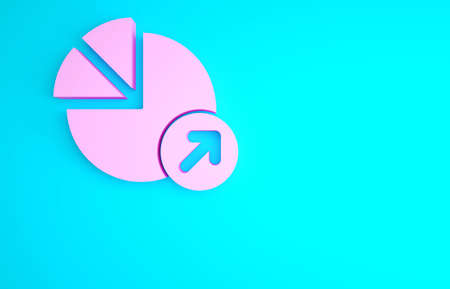 Pink Financial growth icon isolated on blue background. Increasing revenue. Minimalism concept. 3d illustration 3D renderの写真素材