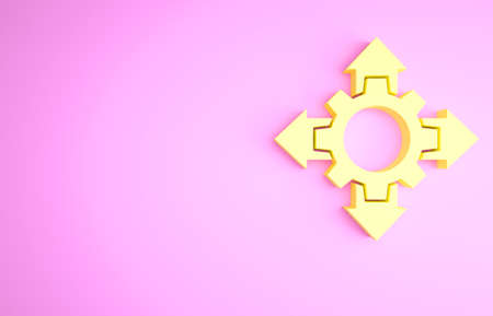 Yellow Project team base icon isolated on pink background. Business analysis and planning, consulting, team work, project management. Minimalism concept. 3d illustration 3D renderの写真素材