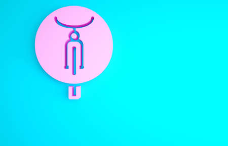 Pink Bicycle icon isolated on blue background. Bike race. Extreme sport. Sport equipment. Minimalism concept. 3d illustration 3D renderの写真素材