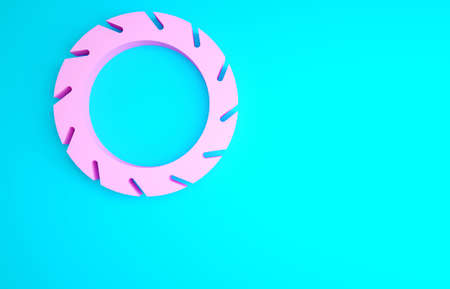 Pink Bicycle wheel tire icon isolated on blue background. Bike race. Extreme sport. Sport equipment. Minimalism concept. 3d illustration 3D renderの写真素材