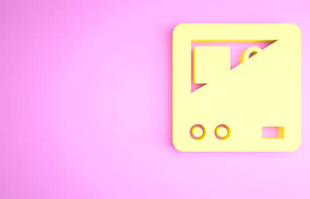 Yellow Television report icon isolated on pink background. TV news. Minimalism concept. 3d illustration 3D renderの写真素材