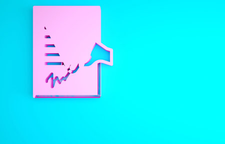 Pink Petition icon isolated on blue background. Minimalism concept. 3d illustration 3D render