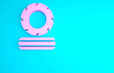 Pink Lying burning tires icon isolated on blue background. Minimalism concept. 3d illustration 3D renderの写真素材