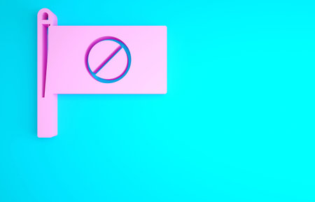 Pink Protest icon isolated on blue background. Meeting, protester, picket, speech, banner, protest...