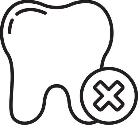 Black line Tooth with caries icon isolated on white background. Tooth decay. Vectorのイラスト素材