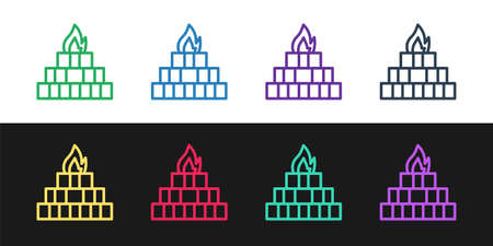 Set line Yagna icon isolated on black and white background. Vectorのイラスト素材