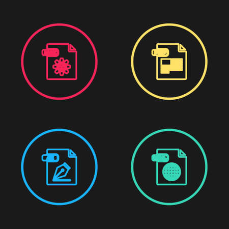 Set line AI file document, HTML, PDF and MAX icon. Vectorのイラスト素材