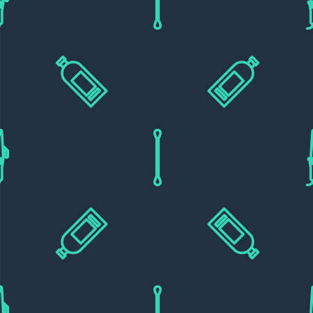 Set line Cotton swab for ears, Bottle of shampoo and Curling iron on seamless pattern. Vectorのイラスト素材