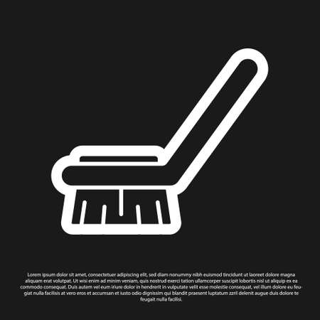 Black Brush for cleaning icon isolated on black background. Cleaning service concept. Vector Illustrationのイラスト素材