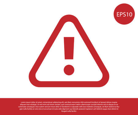 Red Exclamation mark in triangle icon isolated on white background. Hazard warning sign, careful, attention, danger warning sign. Vectorのイラスト素材