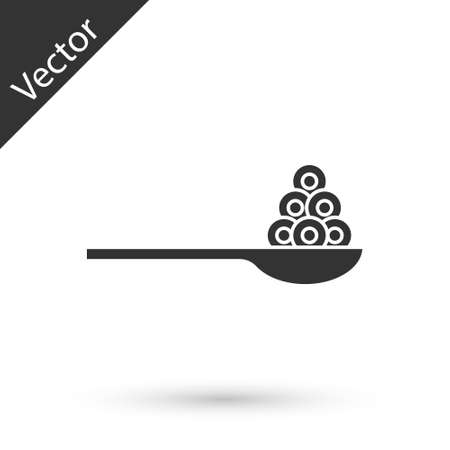 Grey Caviar on a spoon icon isolated on white background. Vector.のイラスト素材