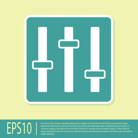 Green Sound mixer controller icon isolated on yellow background. Dj equipment slider buttons. Mixing console. Vectorのイラスト素材