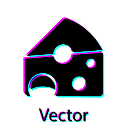 Black Cheese icon isolated on white background. Vectorのイラスト素材