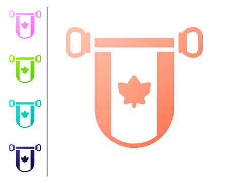 Coral Pennant flag of Canada icon isolated on white background. North America country flag. Set color icons. Vector.のイラスト素材