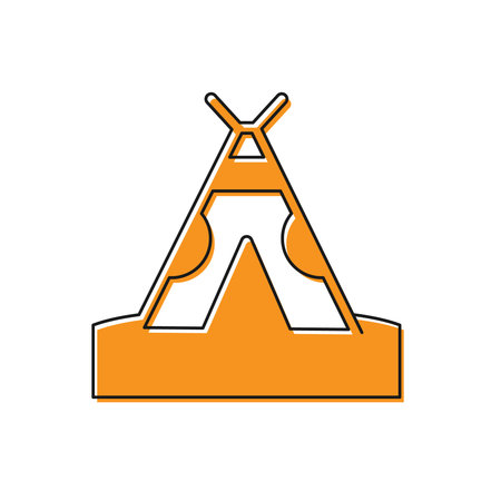 Orange Traditional indian teepee or wigwam icon isolated on white background. Indian tent. Vector
