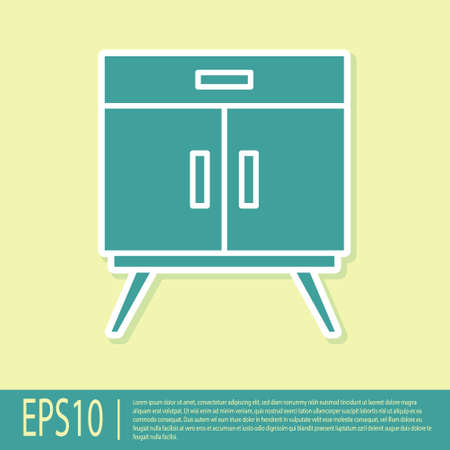 Green Chest of drawers icon isolated on yellow background. Vectorのイラスト素材
