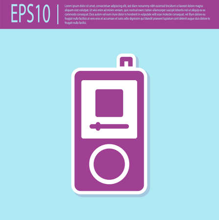 Retro purple Music player icon isolated on turquoise background. Portable music device. Vectorのイラスト素材