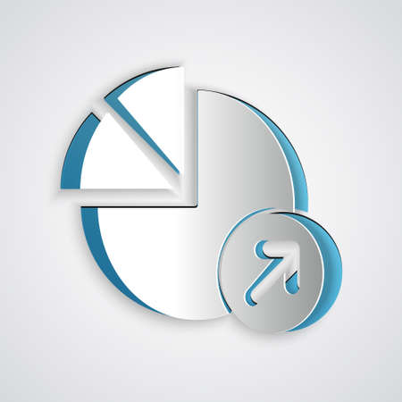 Paper cut Financial growth icon isolated on grey background. Increasing revenue. Paper art style. Vectorのイラスト素材