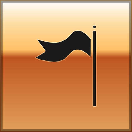 Black Meteorology windsock wind vane icon isolated on gold background. Windsock indicate the direction and strength of the wind. Vector Illustrationのイラスト素材