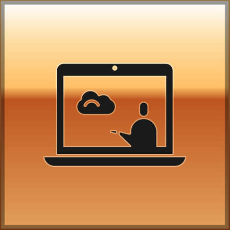 Black Weather forecast icon isolated on gold background. Vector Illustrationのイラスト素材