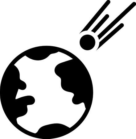 Black Comet falling down fast icon isolated on white background. Vector Illustrationのイラスト素材