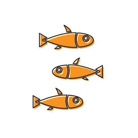 Orange Fishes icon isolated on white background. Vector.のイラスト素材