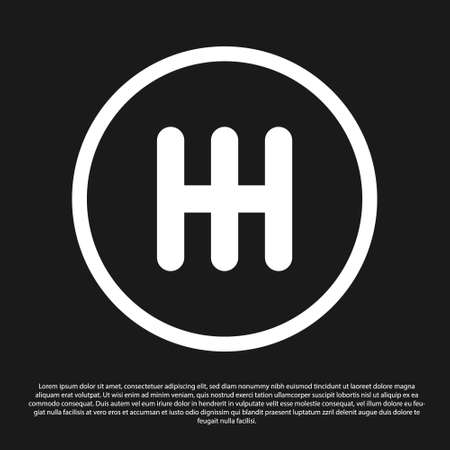 Black Gear shifter icon isolated on black background. Transmission icon. Vectorのイラスト素材