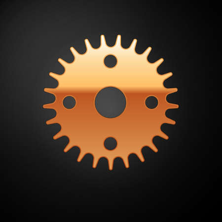 Gold Gear icon isolated on black background. Cogwheel gear settings sign. Cog symbol. Vectorのイラスト素材