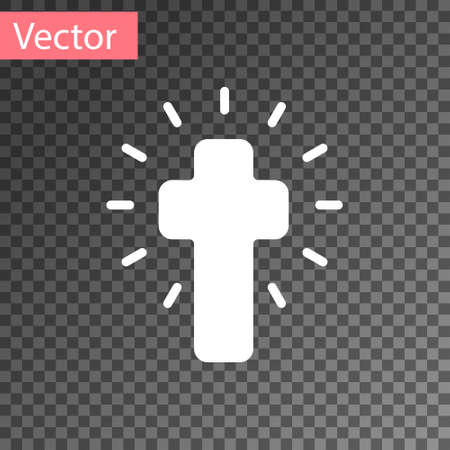 White Christian cross icon isolated on transparent background. Church cross. Vectorのイラスト素材
