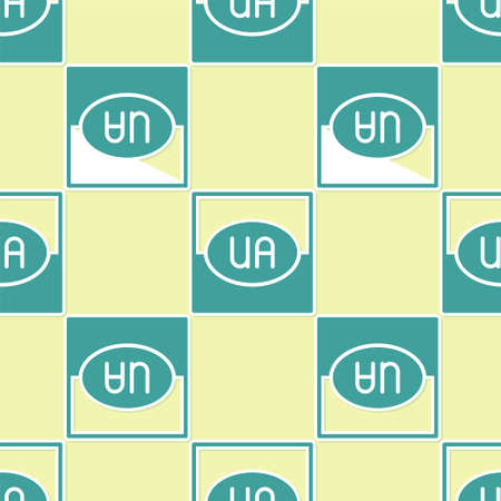 Green National flag of Ukraine icon isolated seamless pattern on yellow background. Vectorのイラスト素材