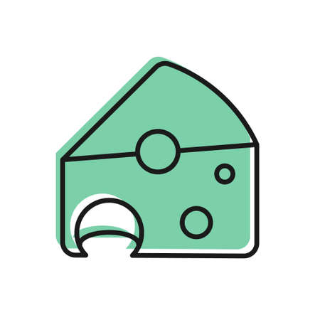 Black line Cheese icon isolated on white background. Vectorのイラスト素材