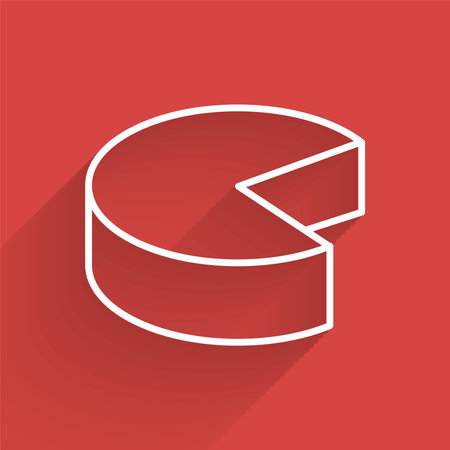 White line Cheese icon isolated with long shadow. Vectorのイラスト素材