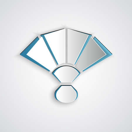 Paper cut Fan flamenco accessory icon isolated on grey background. Paper art style. Vectorのイラスト素材