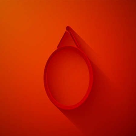 Paper cut Mirror icon isolated on red background. Paper art style. Vectorのイラスト素材