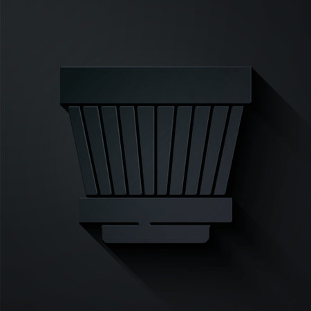 Paper cut Car air filter icon isolated on black background. Automobile repair service symbol. Paper art style. Vectorのイラスト素材