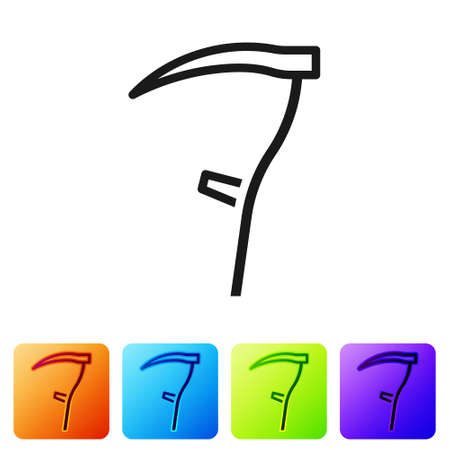 Black Scythe icon isolated on white background. Happy Halloween party. Set icons in color square buttons. Vectorのイラスト素材