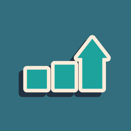 Green Financial growth icon isolated on green background. Increasing revenue. Long shadow style. Vectorのイラスト素材