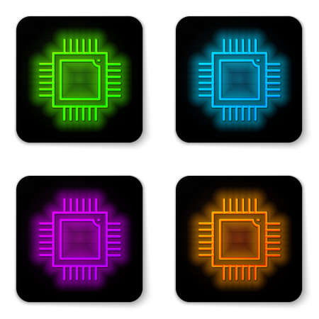 Black Computer processor with microcircuits CPU icon isolated on black background. Chip or cpu with circuit board. Micro processor. Abstract banner with liquid shapes. Vectorのイラスト素材