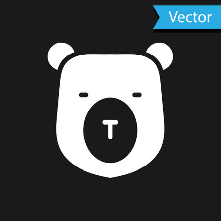White Bear head icon isolated on black background. Vectorのイラスト素材