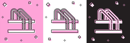 Set Bicycle parking icon isolated on pink and white, black background. Vectorのイラスト素材